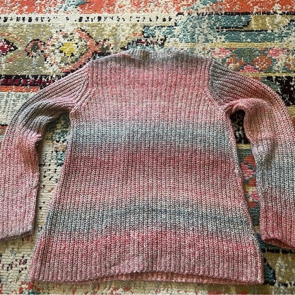 J.Jill Sweater Womens XSmall P Wool Blend Gray Pink Ombre Chunky Knit Lounge - Picture 2 of 6